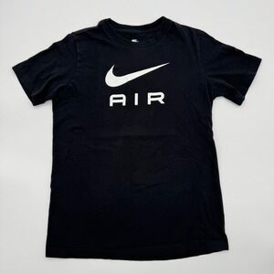Nike Air Boys Graphic T-Shirt Black White Swoosh Logo Short Sleeve Kids Tee